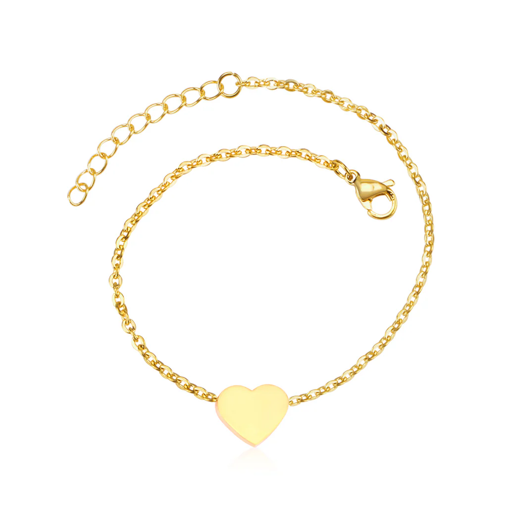 Stainless Steel Gold Color PVD Heart Accessory Bracelet