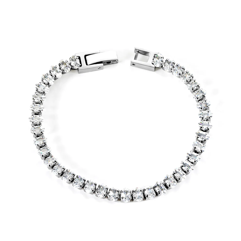 Stainless Steel Color PVD White Zirconium Clasp Bracelet