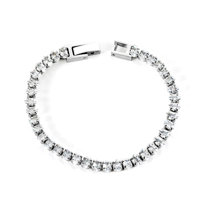 Tresoli Stainless Steel Color PVD White Zirconium Clasp Bracelet
