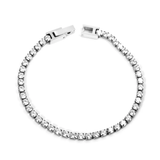 Stelluxe Stainless Steel Color PVD Round White Zirconia Clasp Bracelet