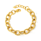 Stelluxe Stainless Steel Gold Color PVD Wire Chain Round Tag Bracelet