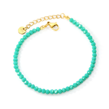 Stelluxe Stainless Steel Gold Color PVD Mint Green Rhombic Round Beads Bracelet