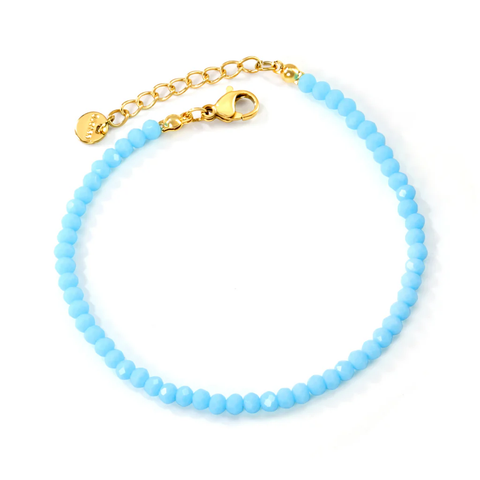 Stelluxe Stainless Steel Gold Color PVD Azure Rhombic Round Beads Bracelet