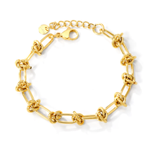 Load image into Gallery viewer, Stelluxe Stainless Steel Gold Color PVD Chain At The Widest Point Round Plate Bracelet