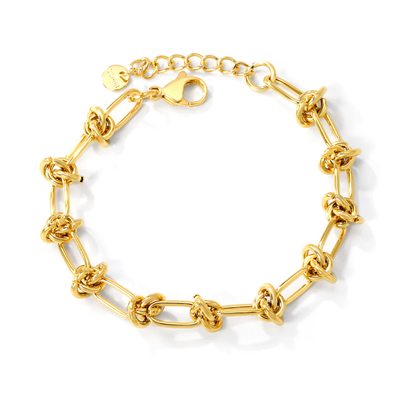Stelluxe Stainless Steel Gold Color PVD Chain At The Widest Point Round Plate Bracelet
