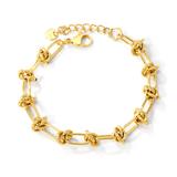 Stelluxe Stainless Steel Gold Color PVD Chain At The Widest Point Round Plate Bracelet
