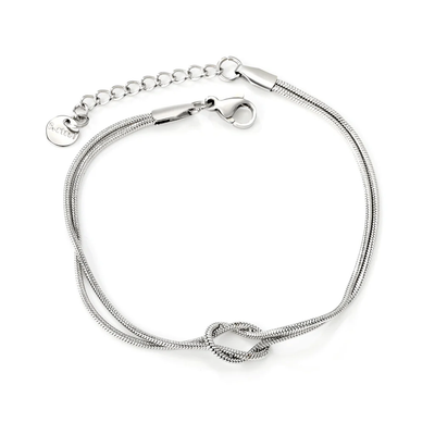 Stelluxe Stainless Steel Color PVD Double Layer Knotted Round Snake Round Tail Tag Bracelet