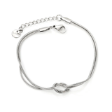 Stelluxe Stainless Steel Color PVD Double Layer Knotted Round Snake Round Tail Tag Bracelet