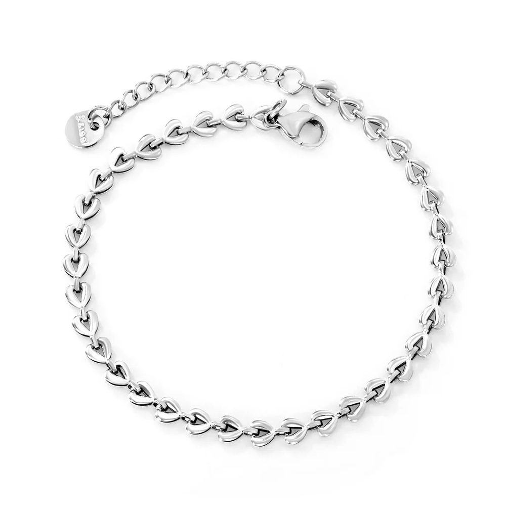 Stelluxe Stainless Steel Color PVD Small Heart Chain Round Tail Plague Bracelet
