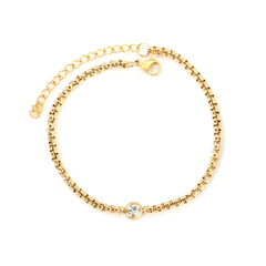 Stelluxe Stainless Steel Gold Color PVD White Diamond Set Pendant Bracelet