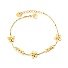 Load image into Gallery viewer, Tresoli Stainless Steel Gold Color PVD Five Petal Flower Bracelet
