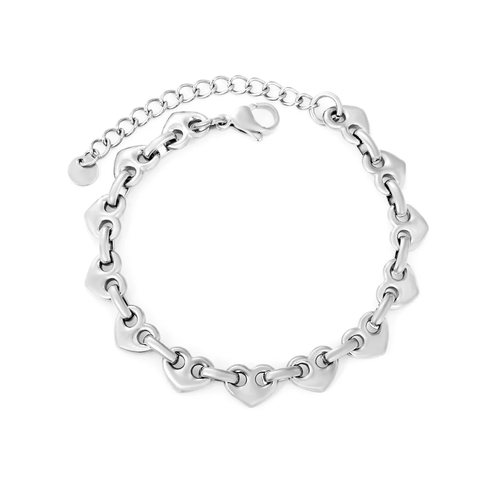 Stelluxe Stainless Steel Color PVD Heart Shaped Round Tail Brand Bracelet
