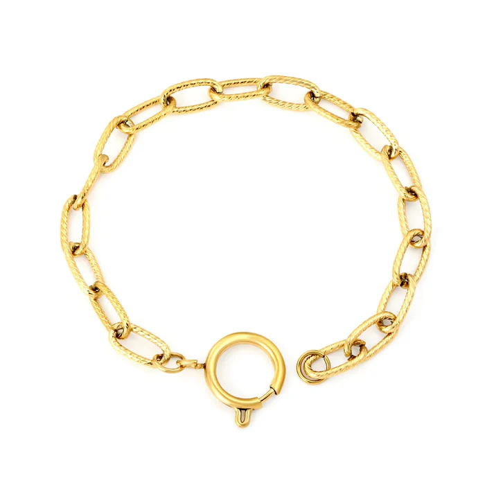 Stainless Steel Gold Color PVD Spring Clasp Bracelet