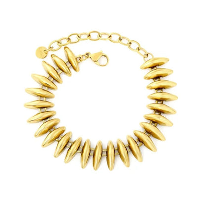 Stainless Steel Gold Color PVD Heavy Duty Torpedo Handmade Bracelet With Round Tail Tag