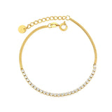 Stainless Steel Gold Color PVD Spliced White Zircon Bracelet With Round Tail Tag