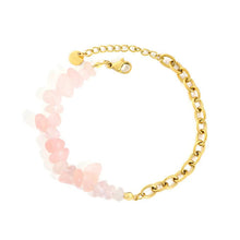 Load image into Gallery viewer, Stainless Steel Gold Color PVD Irregular Pink Spliced Bead O Link Chain With Round Tail Bracelet