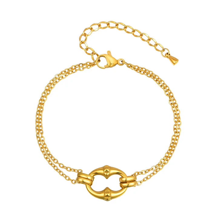 Stainless Steel Gold Color PVD Openwork Teardrop Bracelet