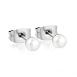Tresoli Stainless Steel Color PVD 4mm Bread Pearl Butterfly Earrings