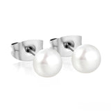 Tresoli Stainless Steel Color PVD 6mm Bread Pearl Butterfly Earrings