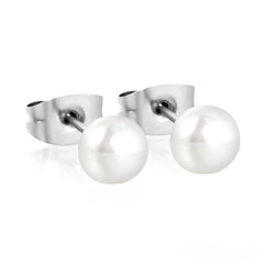 Tresoli Stainless Steel Color PVD 6mm Bread Pearl Butterfly Earrings