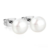 Tresoli Stainless Steel Color PVD 9mm Bread Pearl Butterfly Earrings