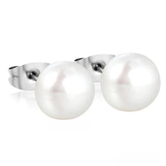 Tresoli Stainless Steel Color PVD 10mm Bread Pearl Butterfly Earrings