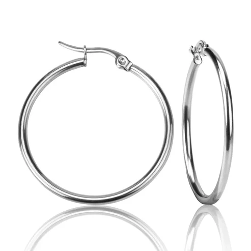 Stelluxe Stainless Steel Color PVD Round Hoop Earrings