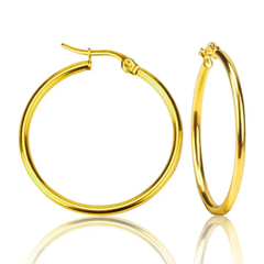 Stelluxe Stainless Steel Gold Color PVD Circle Hoop Earrings