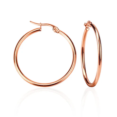 Stelluxe Stainless Steel Rose Gold Color PVD Hoop Earrings