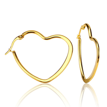 Load image into Gallery viewer, Tresoli Stainless Steel Color PVD Heart Shape Hoops Earrings