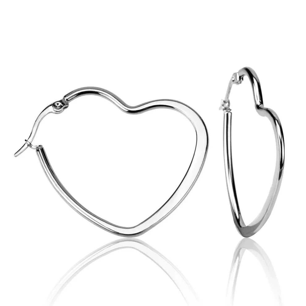 Stainless Steel Color PVD Heart Shape Hoops Earrings