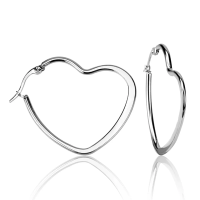 Tresoli Stainless Steel Color PVD Heart Shape Hoops Earrings