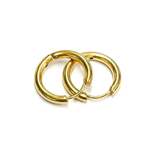 Stainless Steel Gold Color PVD Ear Studs Round Hoop Earrings