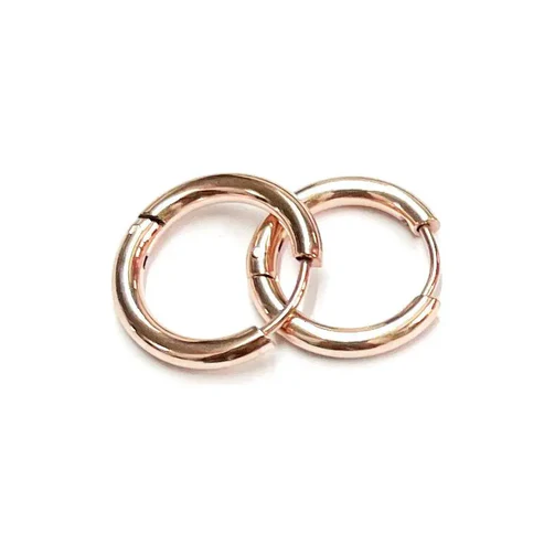 Stainless Steel Rose Gold Color PVD Ear Studs Round Hoop Earrings