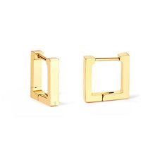 Load image into Gallery viewer, Tresoli Stainless Steel Gold Color PVD Small Square Rectangle Piercing Hoop Earrings