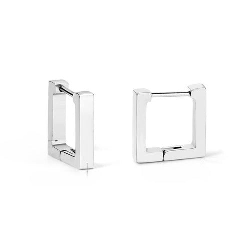 Stainless Steel Color PVD Small Square Rectangle Piercing Hoop Earrings