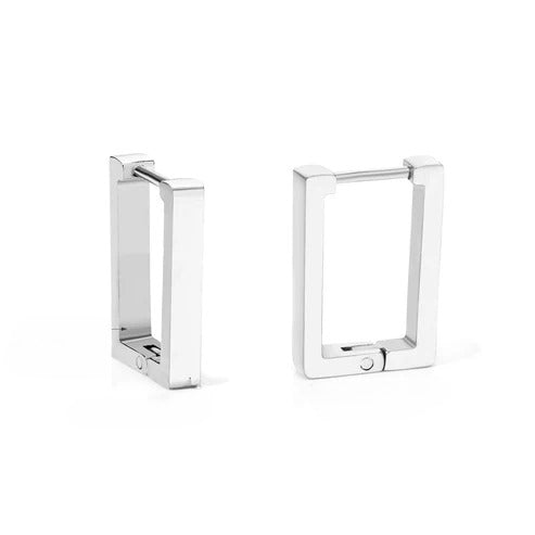 Stainless Steel Color PVD Square Rectangle Piercing Hoop Earrings