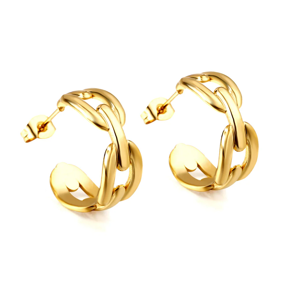 Stainless Steel Gold Color PVD Open Half Round Ear Buckle