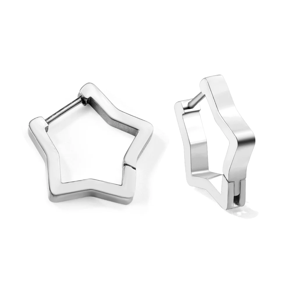 Stainless Steel Color PVD Star Earrings