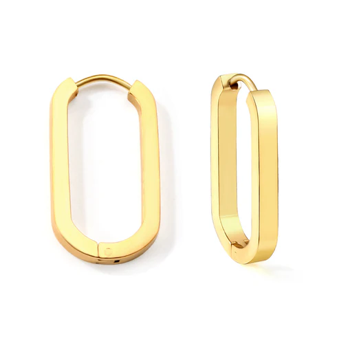 Stainless Steel Gold Color PVD Oval Ear Buckle