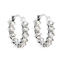 Load image into Gallery viewer, Stainless Steel Color PVD Thick Ear Clips With Rounded White Colored Zirconium