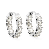 Stainless Steel Gold Color PVD Thick Ear Clips With Square White Colored Zirconium