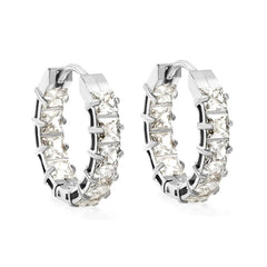 Stainless Steel Gold Color PVD Thick Ear Clips With Square White Colored Zirconium