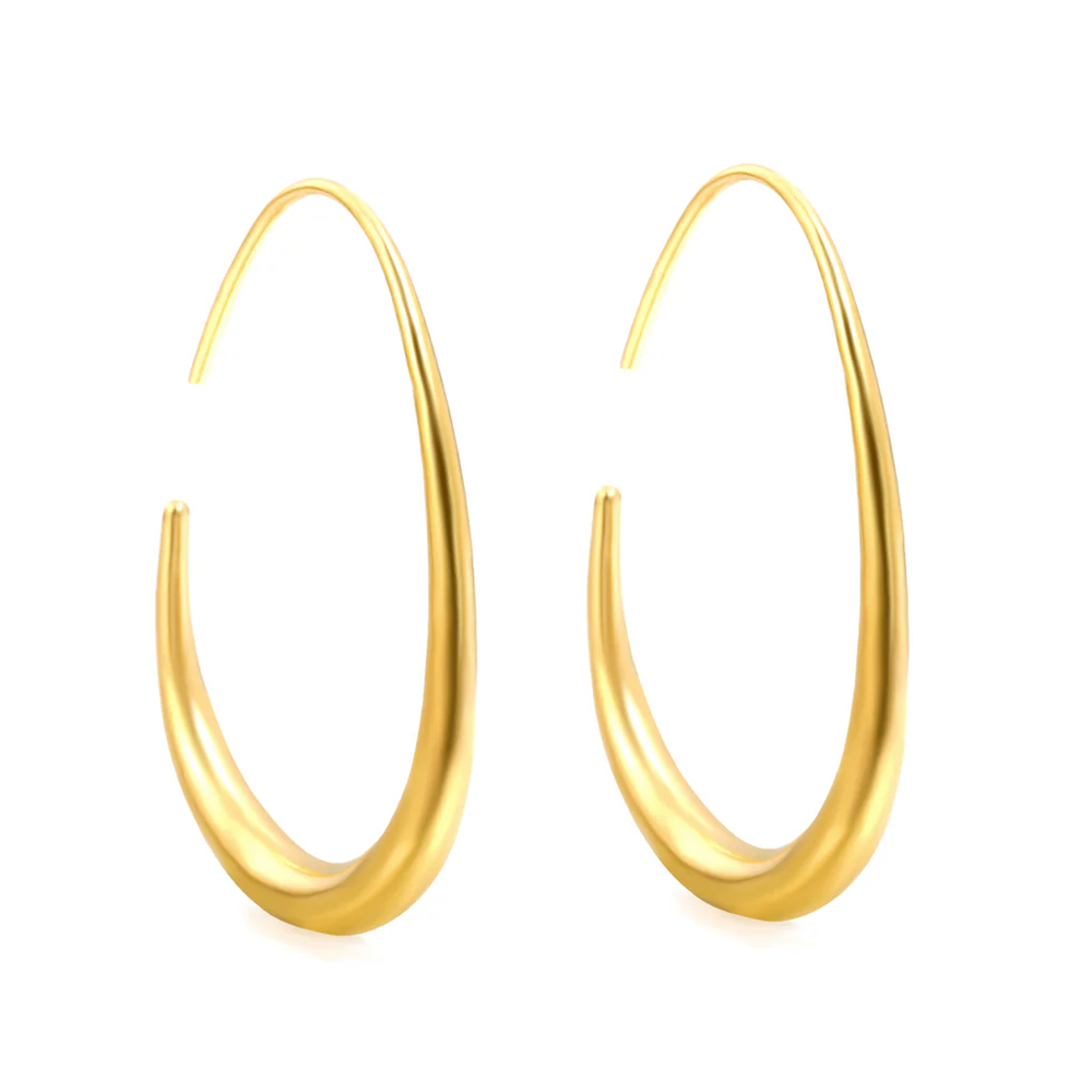 Stainless Steel Gold Color PVD Egg Ring Earrings