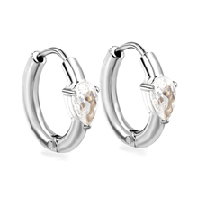 Load image into Gallery viewer, Tresoli Stainless Steel Color PVD Teardrop Shaped 3-Prong Zirconia Ear Clips