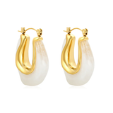 Stelluxe Stainless Steel Gold Color PVD U Shaped White Ear Cuffs