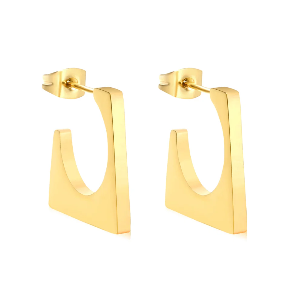 Tresoli Stainless Steel Gold Color PVD Geometric Glossy Earrings