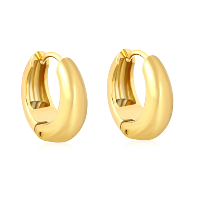 Stainless Steel Gold Color PVD Circle Hoop Earrings
