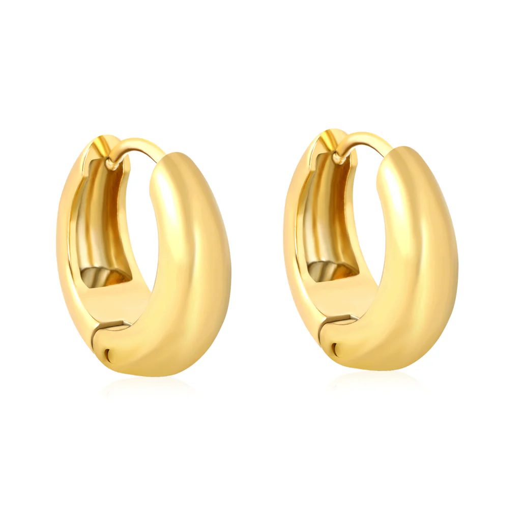 Stelluxe Stainless Steel Gold Color PVD Hoop Earrings