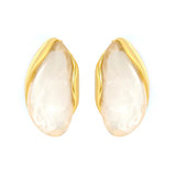 Stainless Steel Gold Color PVD White Blush Gradient Tinted Resin Stud Earrings